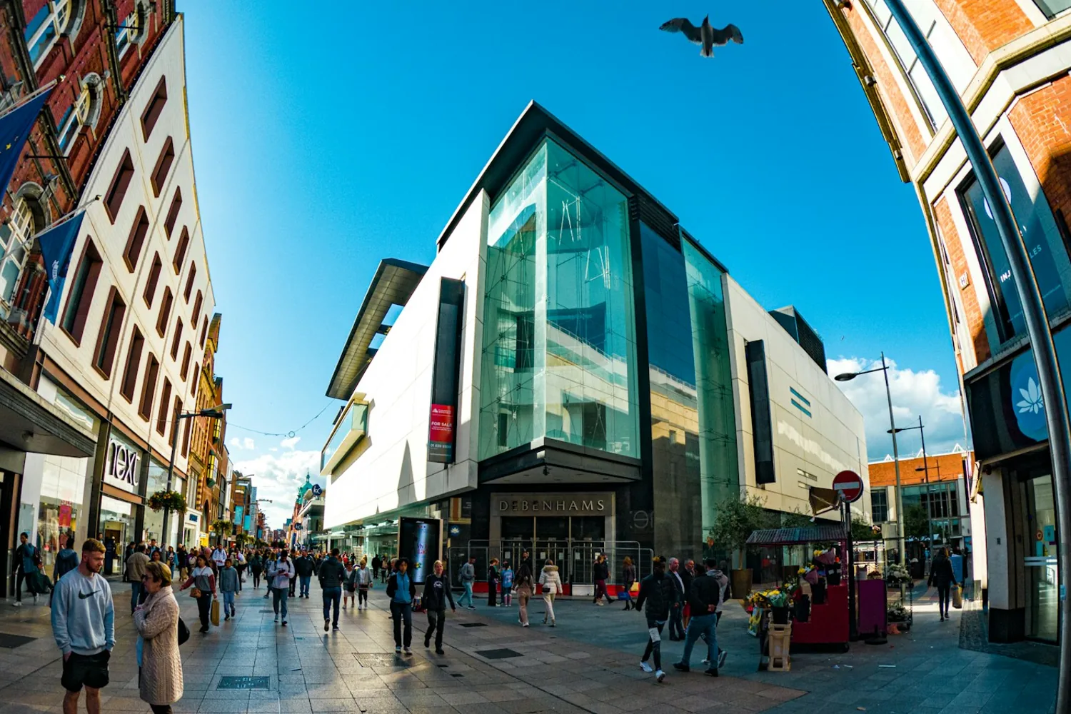 Pedestrians on a shopping street in Dublin
